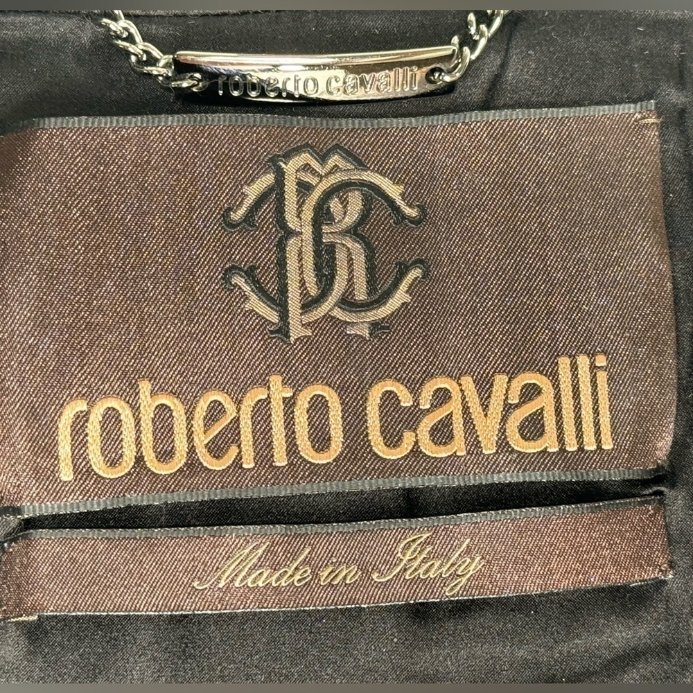 Vintage Runway Roberto Cavalli Silver Fox Fur Cropped Jacket IT 42 - Picture 6 of 9